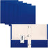 Better Office Products 50 Pack Blue Paper 2 Pocket Folders with Prongs, Letter Size, Matte Texture, 3 Metal Prong Clips