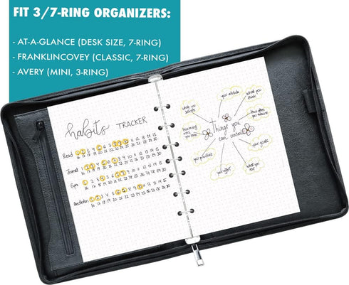 Dotted Filler Paper Pack of 100 Sheets, 7 Hole Punched Planner Refills, 5 1/2 x 8 1/2 Inches, Fit 3 or 7 Ring Mini