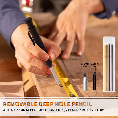 Multi-Function Scribing Tool, Aluminum Alloy Construction Tool with Deep Hole Pencil for DIY Woodworking and Contour