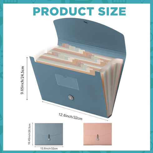 Harloon 2 Pack 24 Pockets Expanding File Folder with Cover Labels for A4 Paper Document Storage Organizer