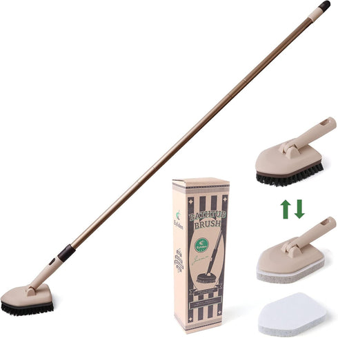 180 1 2 49" Eyliden Shower Scrubber & Tub Scrub Brush with Long Handle - Swivel Head Bathroom Scrubber for Tile