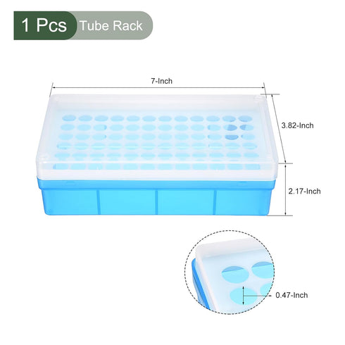 YOKIVE Tube Rack, Polypropylene Test Tube Rack Holder | Great for 1.5ml, 2ml Lab Test Tube(Blue, 72-Sockets)