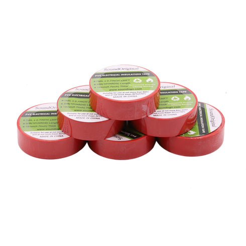 Electrical Tape Red, 6 Pack, 3/4-Inch by 30 Feet, 600V Dustproof Adhesive for Home Vehicle Wiring