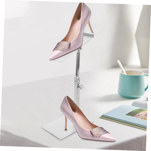 Adjustable Stainless Steel High Heels Display Stand Freestanding Shoe Riser for Retail Shops and Shoe Display Rack
