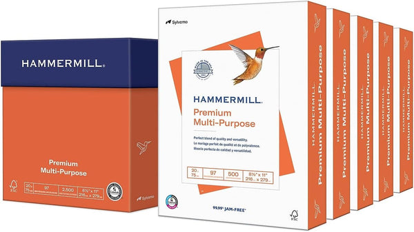 Hammermill Printer Paper, Premium Multipurpose Paper 20 lb, 8.5 x 11, 5 Ream (2,500 Sheets)