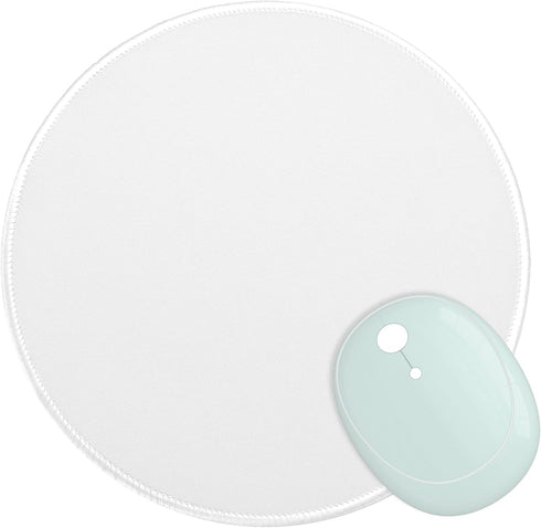 Dapesuom Round Mouse Pad, 8.7 x 8.7 Inch, Cute Small Mouse Mat, Washable Non-Slip Rubber Base, White