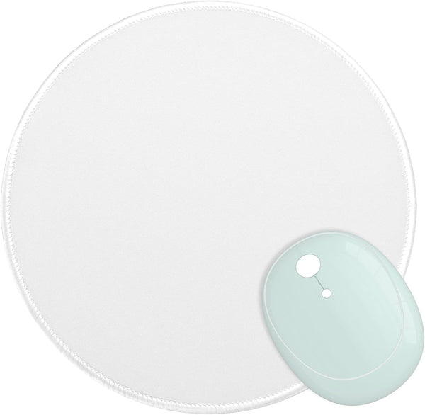 Dapesuom Round Mouse Pad, 8.7 x 8.7 Inch, Cute Small Mouse Mat, Washable Non-Slip Rubber Base, White