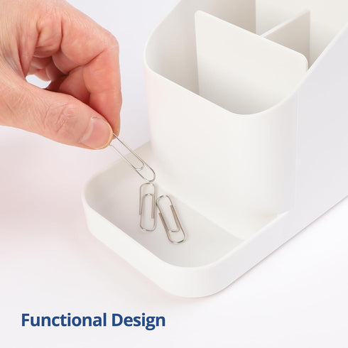 BLUE GINKGO Desk Holder Organizer, Office Supplies, Pencil Holder for Desk Accessories (Made in Korea) - White