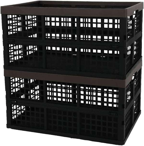 Lesbin 2-Pack 42 L Plastic Staking Folding Storage Basket Crates, Extra Large Plastic