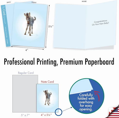 The Best Card Company 20 Assorted Baby Notecards Box Set, 4 x 5.12 Inch with Envelopes, Zoo Babies AM6726BBG-B2x10