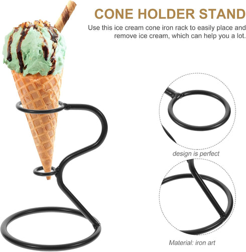 Iron Metal Cone Display Rack for Ice Cream - Single Cone Holder for Cafes and Restaurants