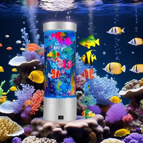 1ft Bubble Fish Lamp, LED Aquarium Sensory Light, Colorful Bubble Tube for Bedroom, Kids Room, Living Room, Party