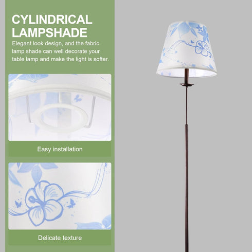 Vintage-Style Small Pleated Blue Fabric Lamp Shade for Table & Floor Lamps
