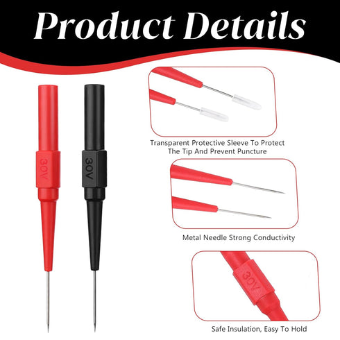 Amabro 10 Pack 4mm Electrical(10) Test Back Probe Pin, Back Probe Kit with Banana Socket Non-Destructive Insulation