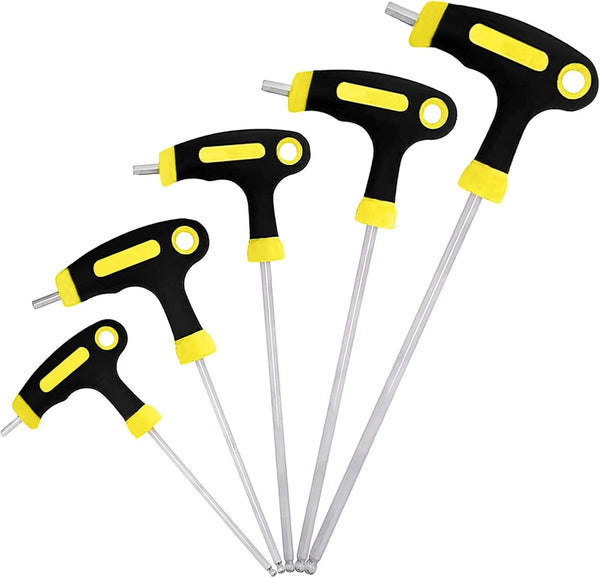 JONMON Bike Hex Key Allen Wrenches Set, 2.5/3/4/5/6mm T-handle Long Arm with Ball End
