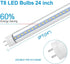 24 Inch T8 10W(24W 1120LM, 5000K F17T8 2 Pack Romwish LED Tube Light, Equiv.), Daylight, Type A+B Plug & Play