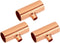 PATIKIL 5/8" x 1/4" x 5/8" ID Reducing Tee Copper Fitting, 3pcs 99.9% Pure Copper Pipe Connector Reducer