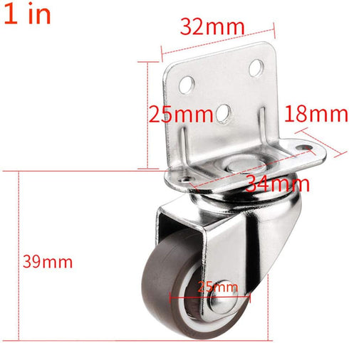 MuchoWow Set 4, yuzhiyu Swivel Plate TPE Caster with Brake of Low Profile L-Bracket Caster, Silent Caster Wheels