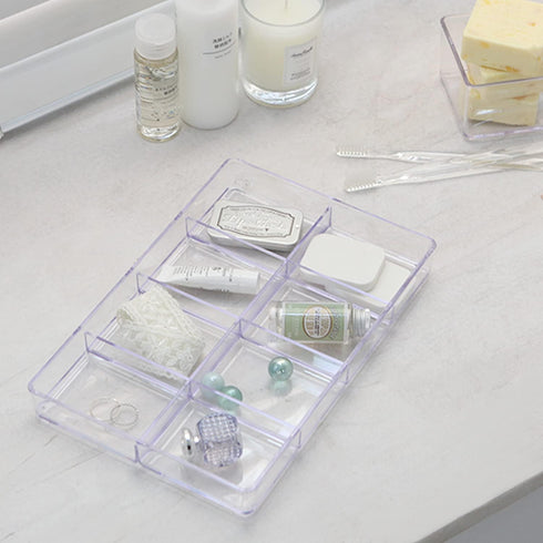 Carrotez Desk Drawer Organizer Tray, 8 Grid Stackable Clear Plastic Storage Organizer for Office Supplies