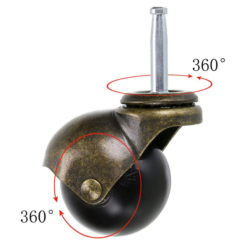 Skelang 1.5 Inch Pack 4 Ball Caster Stem Caster Wheel with Sockets, Vintage Antique Swivel Caster for Furniture, Coffee