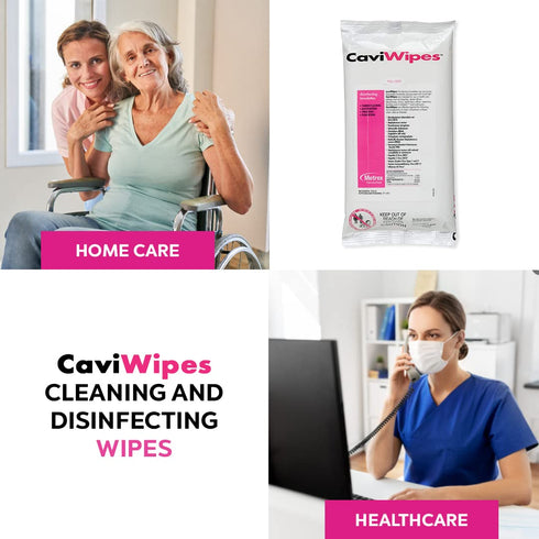 13-1224 CaviWipes Surface Disinfectant Towelette Wipe, 7" Width, 9" Length, Pack of 45