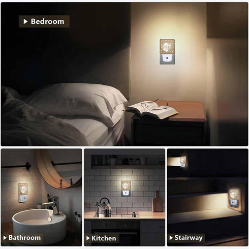 Chrobak LED Night Light,Star Sky Snowflake Glowing Angel LED Night Light Plug into Wall with Dusk to Dawn Light Sensor