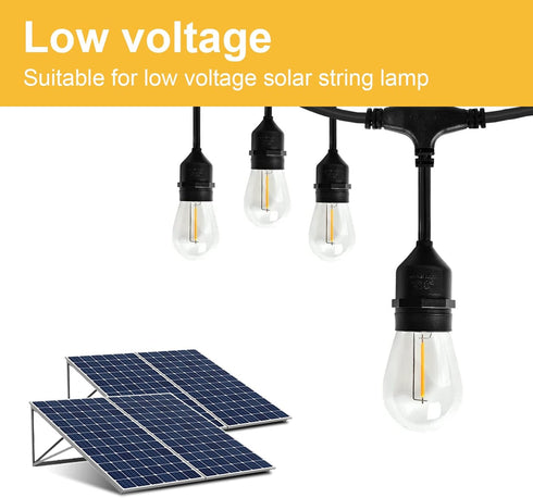 S14 Bulbs 3V 2700K E26, 15-Pack Jslinter Energy-Efficient LED String Light Replacement - Solar-Powered, Shatterproof