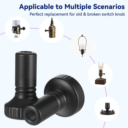 InnoHHustle 4 Pack Lamp Switch Knob, Black Brass On/Off Replacement Light Lamps & Fan Knobs Lamp Switch Antique Brass