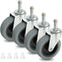 4 Inches Stem Caster Wheels,7/16-Inch Stem Diameter Swivel Rubber Casters,Heavy Duty TPR