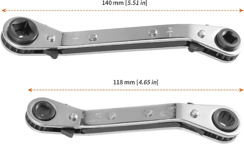 4 PCS HVAC Service Wrench Tools, Ratcheting Curved Wrench Set for Equipment Repair