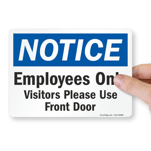 SmartSign (Pack of 4) 5 x7 inch “Notice - Employees Only” Sticker Labels, Laminated Polyester, Made in USA
