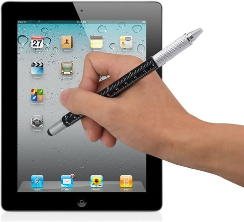 Multi-word 2PCS 6 in 1 Multi Function Tool Ballpoint Pen with Ruler, Screwdriver, Touch-Screen Pen