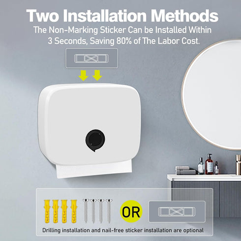 200-Sheet Small N-Fold Wall-Mount Paper Towel Dispenser - ABS Plastic Hand Towel Holder, Key & Press Dual Unlock