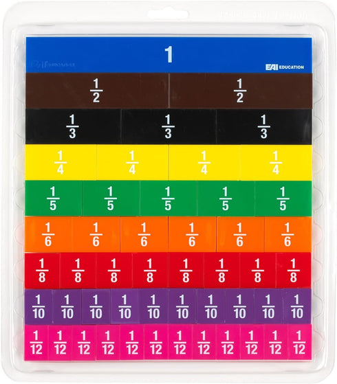 EAI Education Fraction Tiles with Tray: Numbered - Set of 51