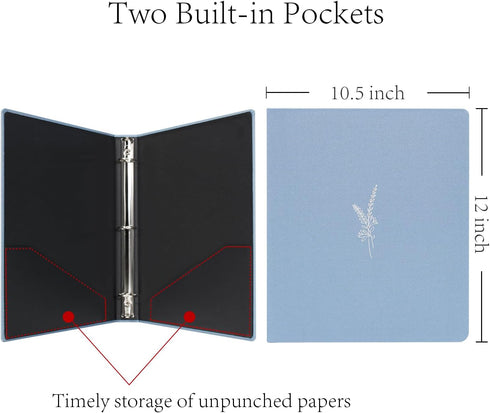 Durable 3 Ring Binder, 1 Inch Round Rings, Wheat Blue Linen Cover, Holds 8.5 x 14 inch Paper