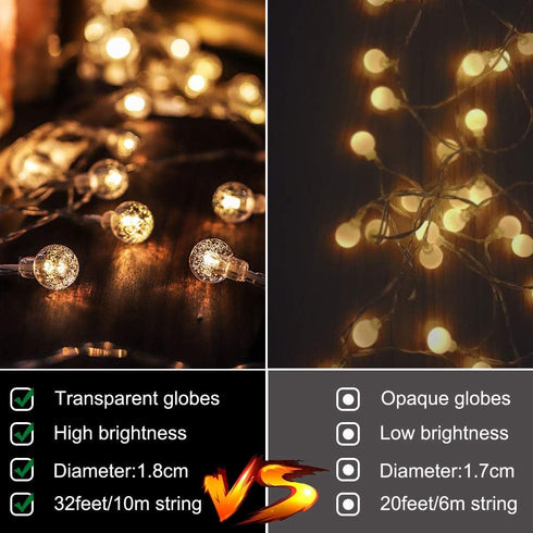 Metaku Globe Fairy Lights Battery Operated, 33ft 80LED String Lights with Remote for Indoor Outdoor Hanging Decorative