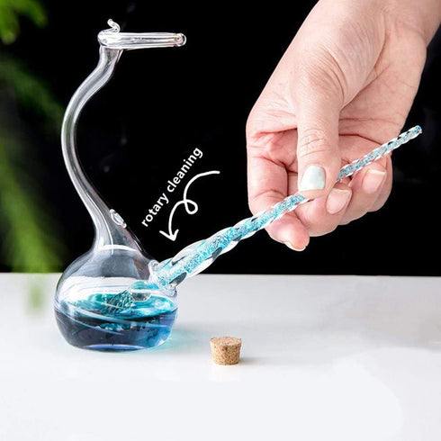 Earlyred Calligraphy Pen Set, Handmade Glass Dip Pen Holder, Crystal Drip Fountain Pen, Blue (Not Ink)