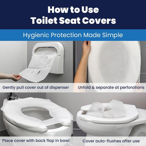 14.25 16.5, 250/pack, 20 Packs/carton HOSPECO Discreet Seat Half-Fold Toilet Seat Covers, X White