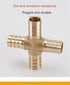 2 Pcs 3/8 "(10mm) Brass Hose Barb Joint, 4-way Cross Barb Splicing Repair Union with 8 Hose Clamps