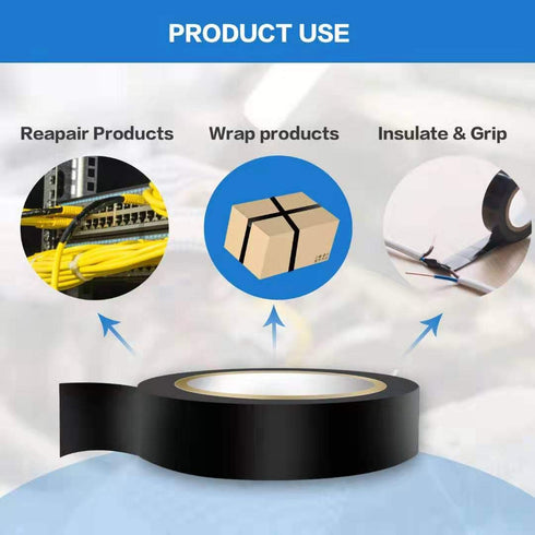 Wapodeai 3PCS Flame Retardant Electrical Tape, Premium Black Waterproof, High Temperature Resistance, 0.62 in X 49 ft