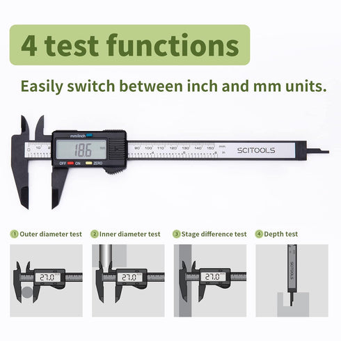 Digital Caliper 0-6" Measuring Tool, Micrometer Caliper with Auto-Off Feature, Inches and Millimeters for Jewelry