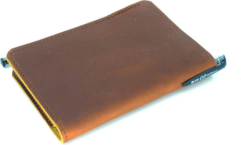 Leather Cover for Rite in The Rain & Rocketbook Mini Notebooks, Top Bound Spiral Notebook Holder, 3" x 5" Brown