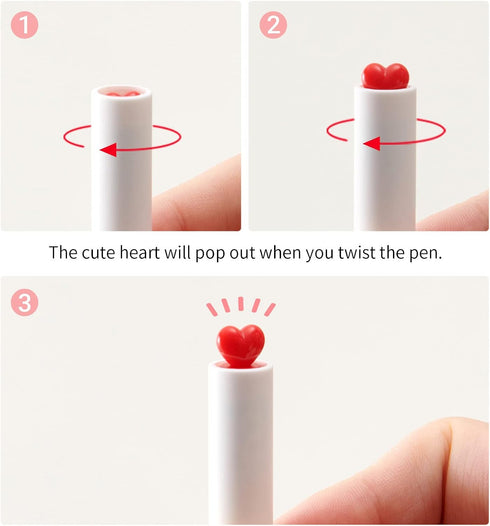 Kaco FIRST Gel Ink Pens, Pack of 2 Pieces Cute Stationery Heart Pen Set with Extra 4 Black Refills Quick Drying School Office Supplies Valentine's Day Christmas Gifts (2 White) by Kaco