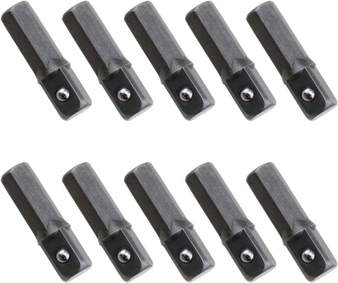 10PCS Power Tool Replacement Part, 1/4 Inch Hex Shank to Square Impact Socket Adapter