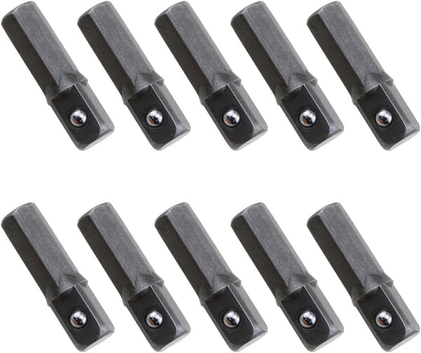 10PCS Power Tool Replacement Part, 1/4 Inch Hex Shank to Square Impact Socket Adapter