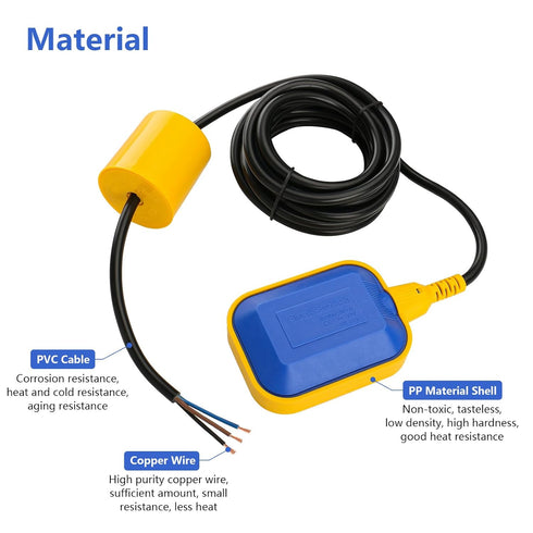 Baomain 4M 13ft Cable Float Switch Water Level Controller for Tank Pump