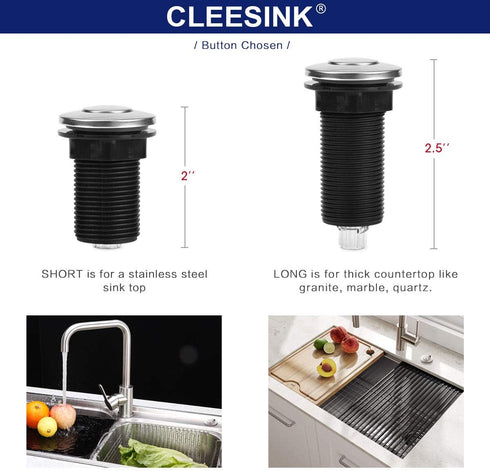 Air Activated Switch Button with Air Hose - Sink Top Stainless Steel Polished Push Button for Garbage Disposal