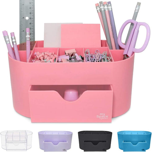 Pink Desk Organizer for Office Supplies, Desktop Organization for Room, College Dorm, Home School (Pink)