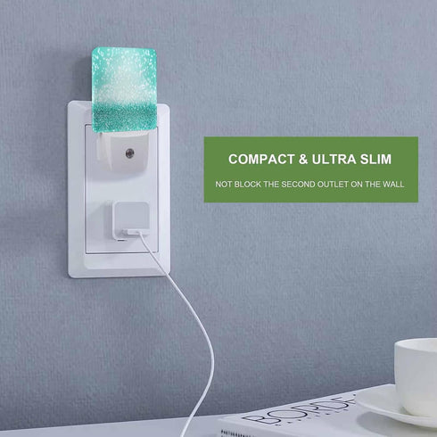 Chrobak LED Night Light,Elegant Teal Green Glitter Sparkle Confetti LED Night Light Plug into Wall with Dusk to Dawn