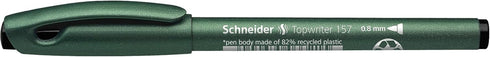 Schneider Topwriter 157 Fiber Tip Pen, 0.8 mm, Green Barrel, Black Ink, Box of 10 Pens